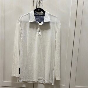 Men’s White Long Sleeve Button Down pajama Shirt Large